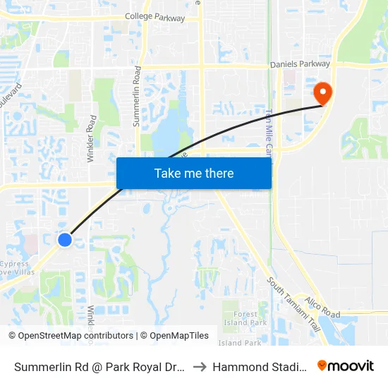 Summerlin Rd @ Park Royal Dr-Nb to Hammond Stadium map