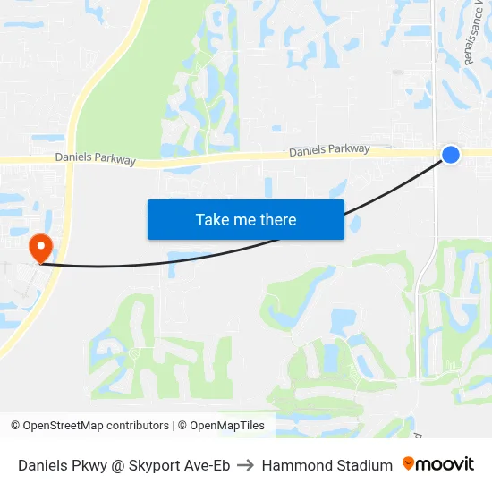 Daniels Pkwy @ Skyport Ave-Eb to Hammond Stadium map