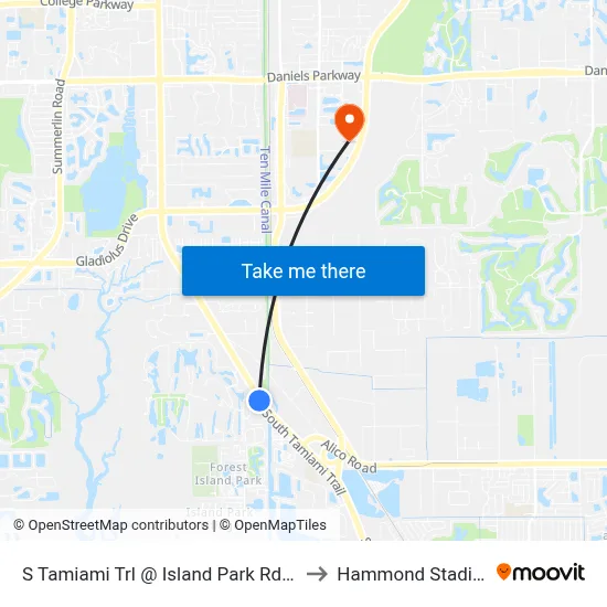 S Tamiami Trl @ Island Park Rd-Sb2 to Hammond Stadium map