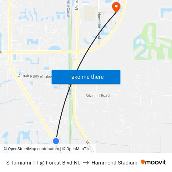S Tamiami Trl @ Forest Blvd-Nb to Hammond Stadium map
