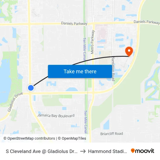 S Cleveland Ave @ Gladiolus Dr-Nb to Hammond Stadium map