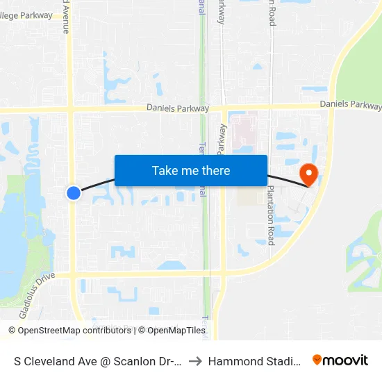 S Cleveland Ave @ Scanlon Dr-Nb to Hammond Stadium map