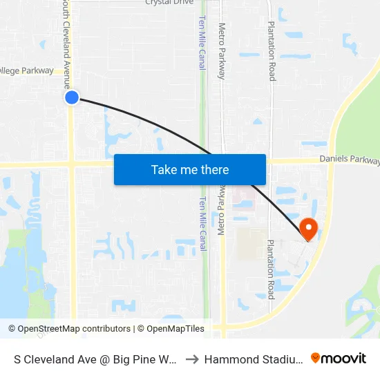 S Cleveland Ave @ Big Pine Way to Hammond Stadium map