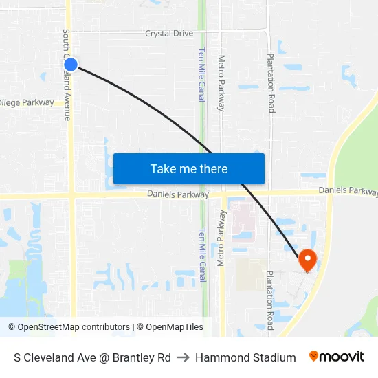 S Cleveland Ave @ Brantley Rd to Hammond Stadium map