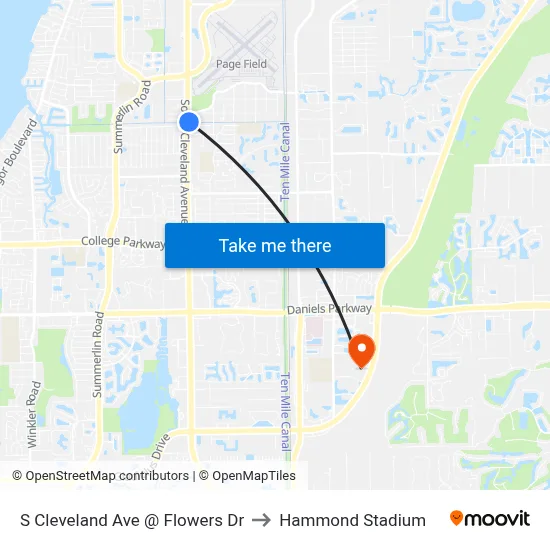 S Cleveland Ave @ Flowers Dr to Hammond Stadium map
