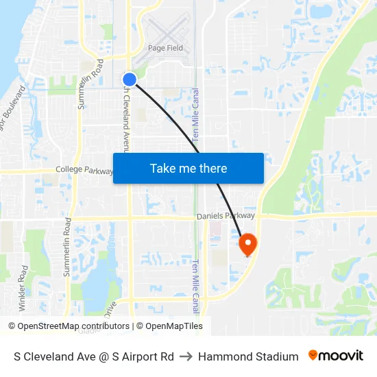 S Cleveland Ave @ S Airport Rd to Hammond Stadium map