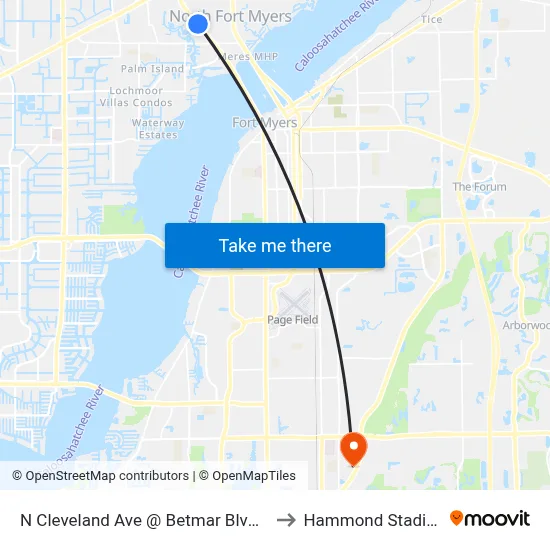 N Cleveland Ave @ Betmar Blvd-Nb to Hammond Stadium map