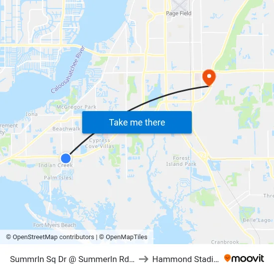 Summrln Sq Dr @ Summerln Rdg Dr to Hammond Stadium map