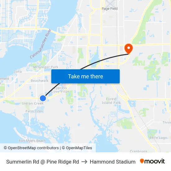 Summerlin Rd @ Pine Ridge Rd to Hammond Stadium map