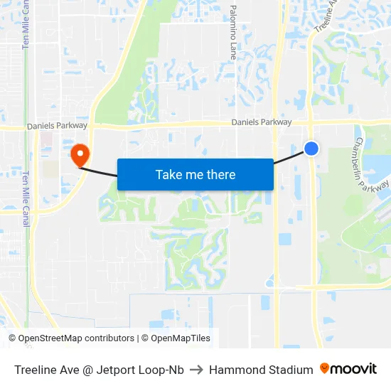 Treeline Ave @ Jetport Loop-Nb to Hammond Stadium map