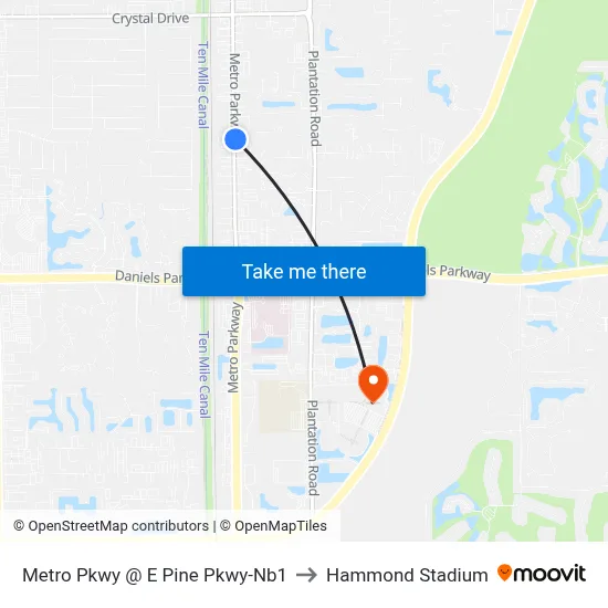 Metro Pkwy @ E Pine Pkwy-Nb1 to Hammond Stadium map
