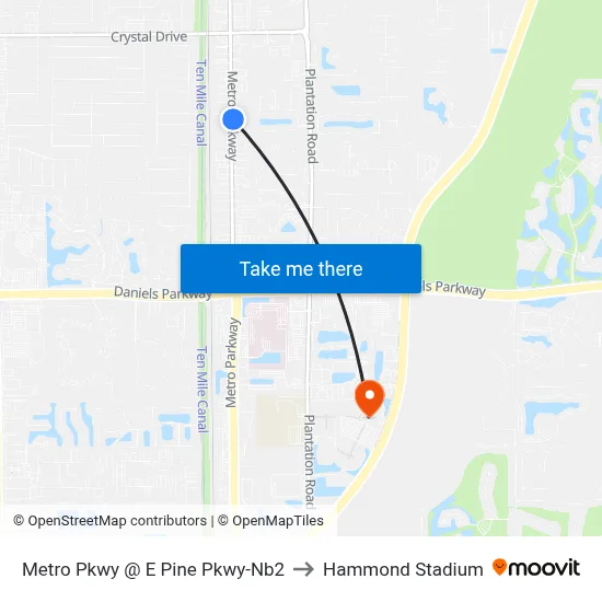 Metro Pkwy @ E Pine Pkwy-Nb2 to Hammond Stadium map