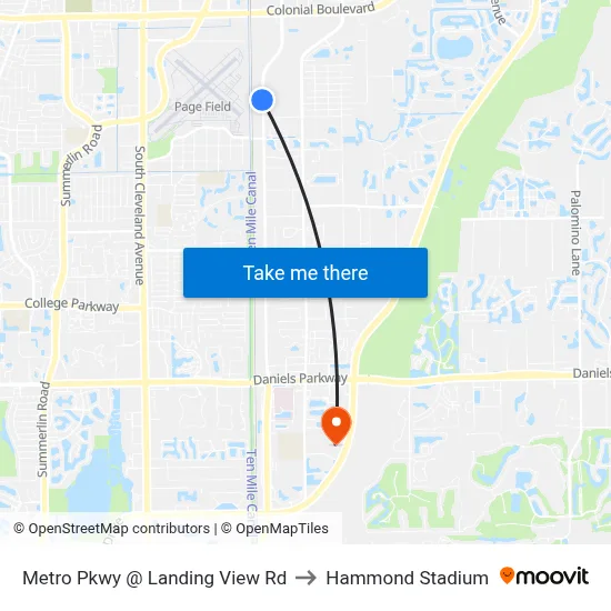 Metro Pkwy @ Landing View Rd to Hammond Stadium map