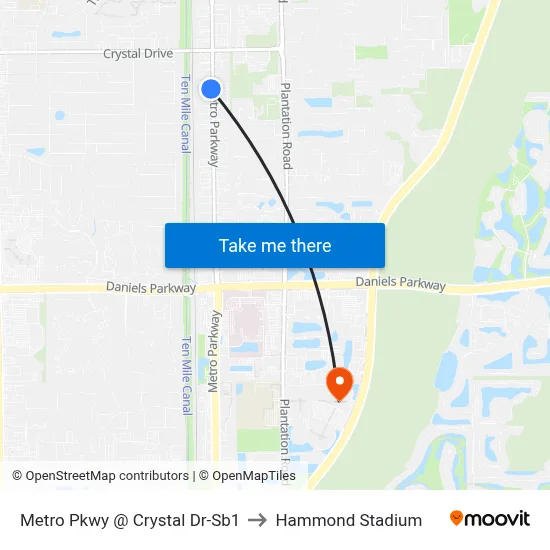 Metro Pkwy @ Crystal Dr-Sb1 to Hammond Stadium map