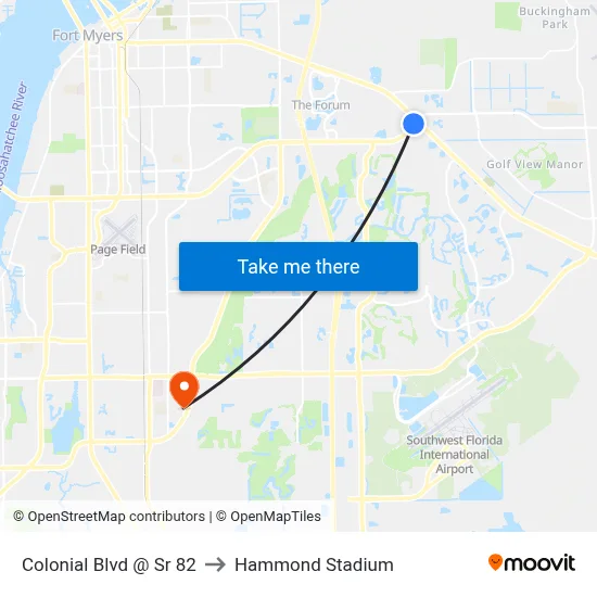 Colonial Blvd @ Sr 82 to Hammond Stadium map