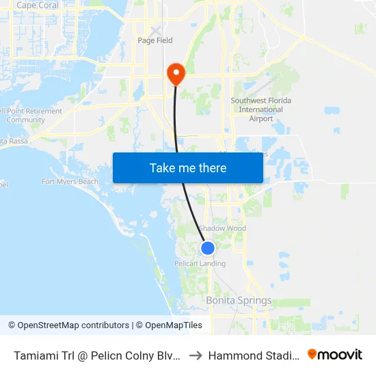 Tamiami Trl @ Pelicn Colny Blvd-Sb to Hammond Stadium map