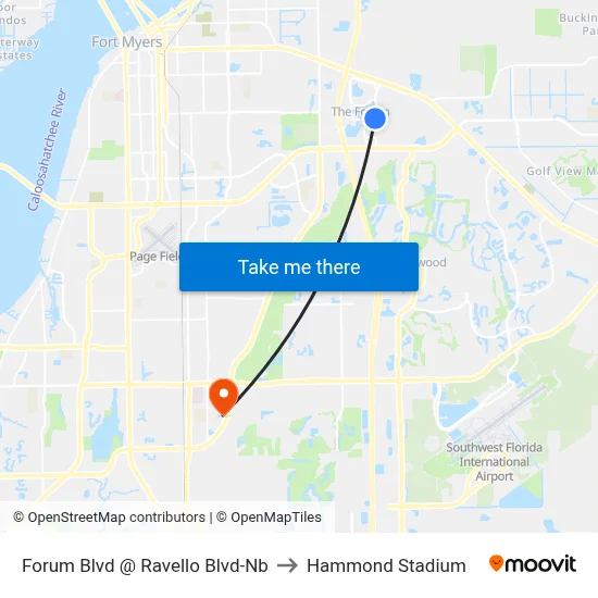 Forum Blvd @ Ravello Blvd-Nb to Hammond Stadium map