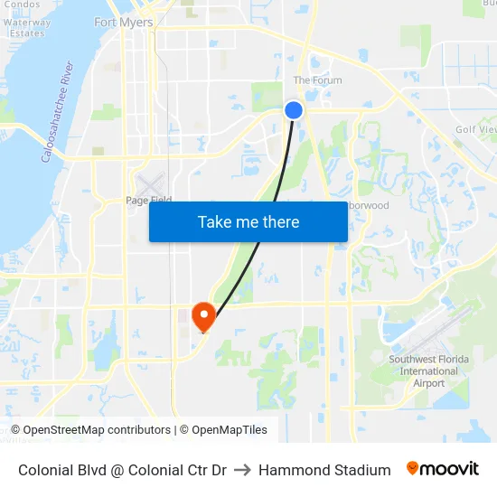 Colonial Blvd @ Colonial Ctr Dr to Hammond Stadium map