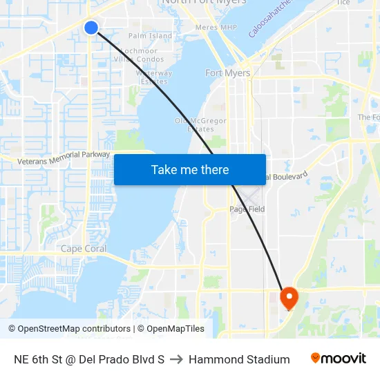 NE 6th St @ Del Prado Blvd S to Hammond Stadium map