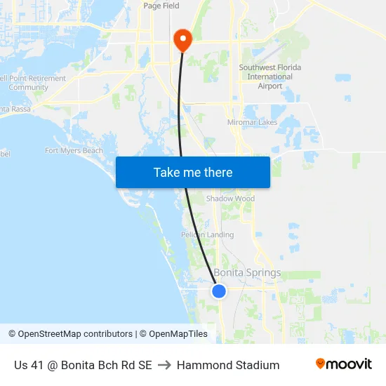 Us 41 @ Bonita Bch Rd SE to Hammond Stadium map