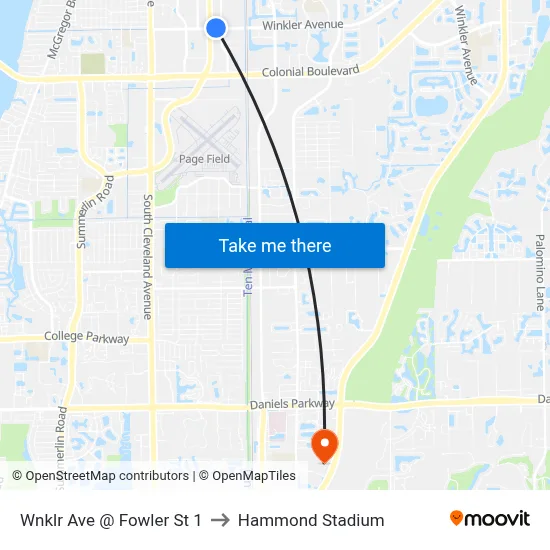 Wnklr Ave @ Fowler St 1 to Hammond Stadium map
