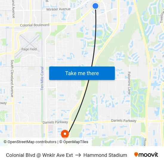 Colonial Blvd @ Wnklr Ave Ext to Hammond Stadium map