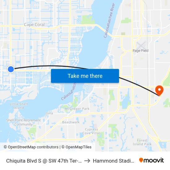 Chiquita Blvd S @ SW 47th Ter-Nb to Hammond Stadium map