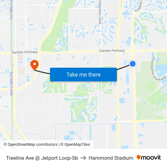 Treeline Ave @ Jetport Loop-Sb to Hammond Stadium map