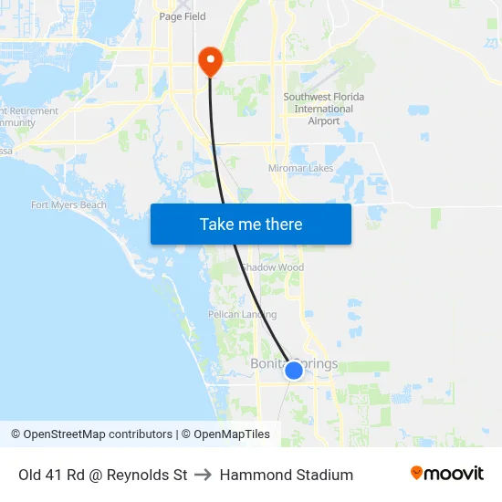 Old 41 Rd @ Reynolds St to Hammond Stadium map