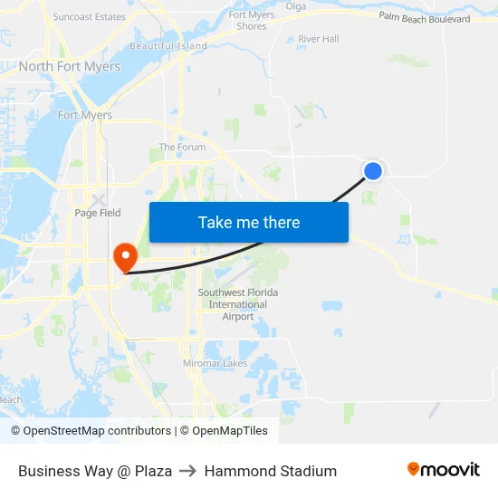 Business Way @ Plaza to Hammond Stadium map