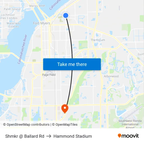 Shmkr @ Ballard Rd to Hammond Stadium map