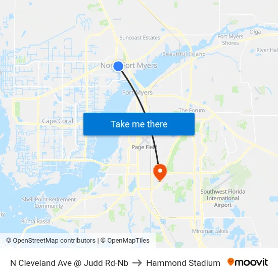 N Cleveland Ave @ Judd Rd-Nb to Hammond Stadium map