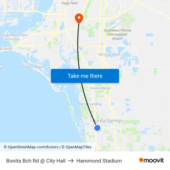 Bonita Bch Rd @ City Hall to Hammond Stadium map