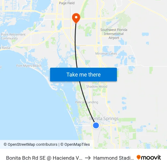 Bonita Bch Rd SE @ Hacienda Vlg Dr to Hammond Stadium map