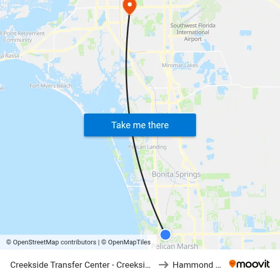 Creekside Transfer Center - Creekside Way @ Immoka to Hammond Stadium map