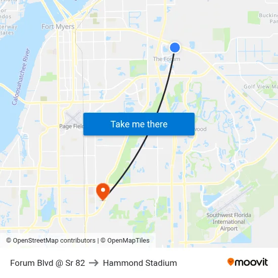 Forum Blvd @ Sr 82 to Hammond Stadium map