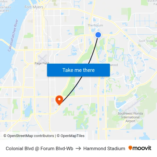 Colonial Blvd @ Forum Blvd-Wb to Hammond Stadium map