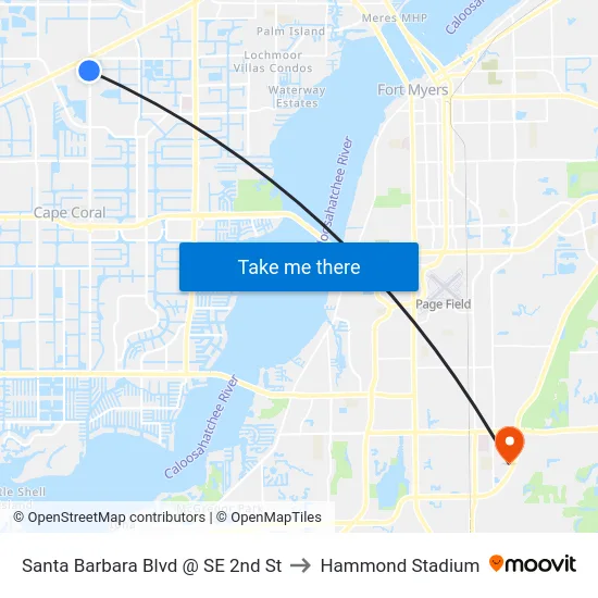 Santa Barbara Blvd @ SE 2nd St to Hammond Stadium map