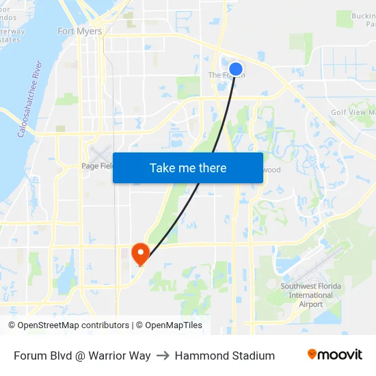 Forum Blvd @ Warrior Way to Hammond Stadium map
