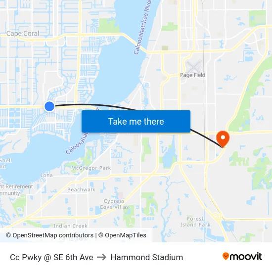 Cc Pwky @ SE 6th Ave to Hammond Stadium map