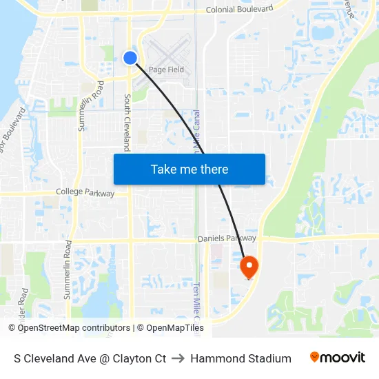 S Cleveland Ave @ Clayton Ct to Hammond Stadium map