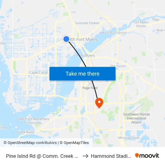 Pine Islnd Rd @ Comm. Creek Blvd to Hammond Stadium map