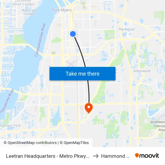 Leetran Headquarters - Metro Pkwy @ Lee Tran Facil to Hammond Stadium map