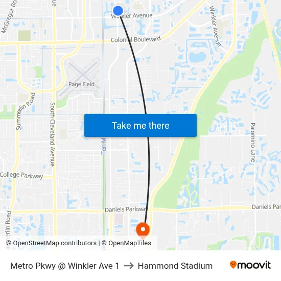 Metro Pkwy @ Winkler Ave 1 to Hammond Stadium map
