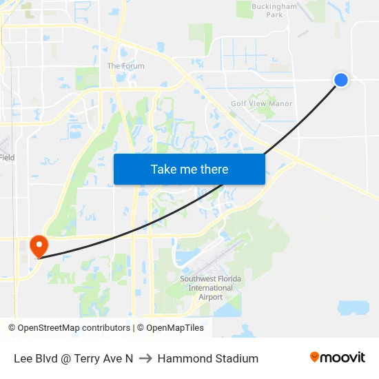 Lee Blvd @ Terry Ave N to Hammond Stadium map