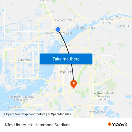 Nfm Library to Hammond Stadium map
