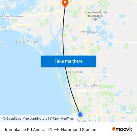 Immokalee Rd And Us 41 to Hammond Stadium map