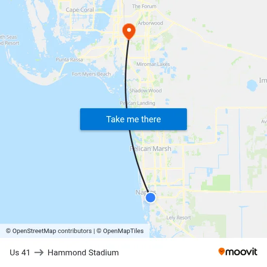 Us 41 to Hammond Stadium map