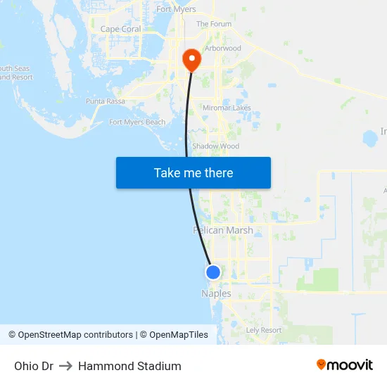 Ohio Dr to Hammond Stadium map