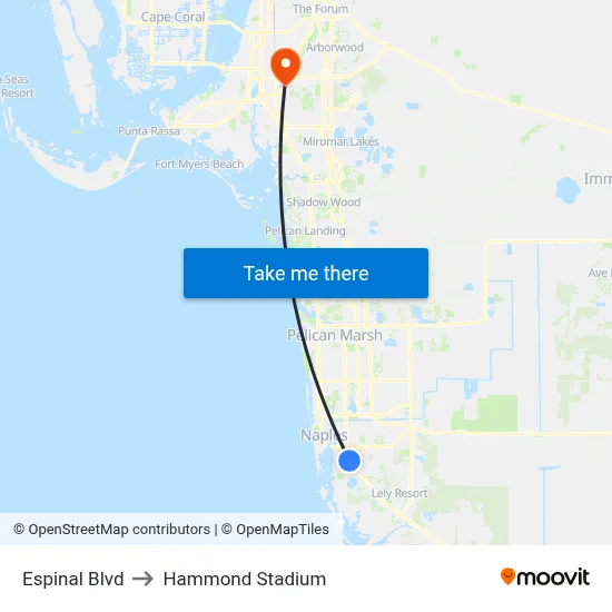 Espinal Blvd to Hammond Stadium map